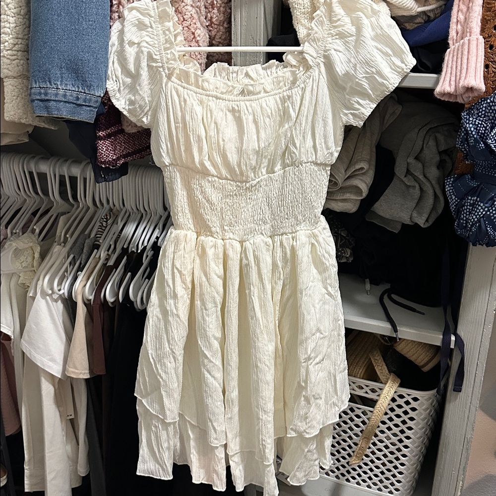 SHEIN White Ruffled Dress